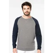 KARIBAN Pulóver Kariban férfi, grey heather/navy, XL munkaruha