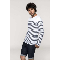 KARIBAN Pulóver Kariban férfi hosszú ujjú férfi, striped white/navy, XL