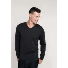 KARIBAN Pulóver Kariban férfi v-nyakú férfi (50%pamut 50%akril 290g/m2) dark grey, L