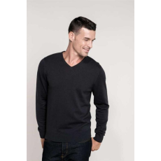 KARIBAN Pulóver Kariban férfi v-nyakú férfi (50%pamut 50%akril 290g/m2) light royal blue, XL