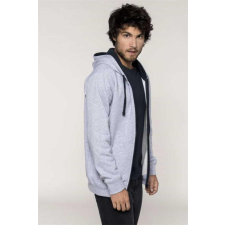 KARIBAN Pulóver Kariban kapucnis cipzáras férfi (80%pamut) black/fine grey, 2XL munkaruha