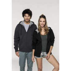 KARIBAN Pulóver Kariban kapucnis cipzáraszáras férfi unisex, dark khaki, XS