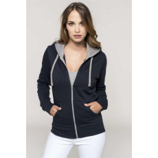 KARIBAN Pulóver Kariban női kapucnis cipzáras női, oxford grey/navy, 2XL