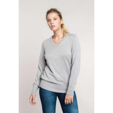 KARIBAN Pulóver Kariban női v-nyakú női (50%pamut 50%akril 290g/m2) black, 2XL