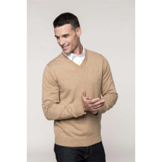 KARIBAN Pulóver Kariban prémium v-nyakú férfi hosszú ujjú férfi, light grey heather, XL
