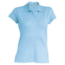 KARIBAN rövid ujjú galléros Női piké póló KA242, Sky Blue-3XL női póló