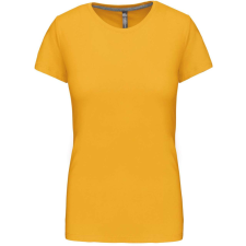 KARIBAN rövid ujjú környakas Női pamut póló KA380, Yellow-S női póló