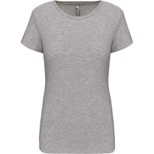 KARIBAN rövid ujjú környakas sztreccs Női póló KA3013, Light Grey Heather-S női póló