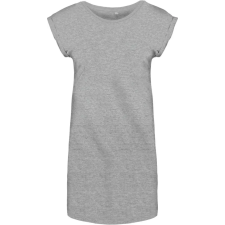 KARIBAN rövid ujjú Női hosszú pólóruha KA388, Light Grey Heather-L/XL női póló