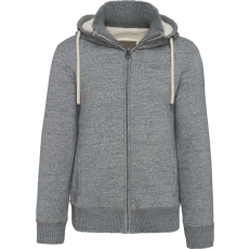 KARIBAN sherpával bélelt cipzáras kapucnis férfi pulóver KV2312, Slub Grey Heather-XS