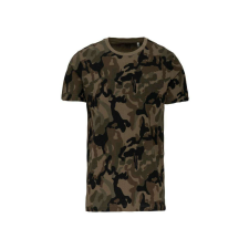 KARIBAN terepmintás környakas, rövid ujjú férfi póló KA3030, Olive Camouflage-M férfi póló