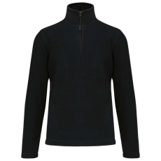 KARIBAN Uniszex galléros, 1/4 cipzáras mikropolár pulóver, Kariban KA912, Black-2XL