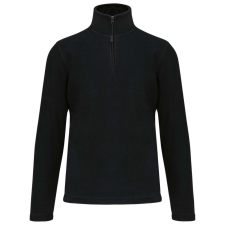KARIBAN Uniszex galléros, 1/4 cipzáras mikropolár pulóver, Kariban KA912, Black-L férfi pulóver, kardigán
