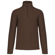 KARIBAN Uniszex galléros, 1/4 cipzáras mikropolár pulóver, Kariban KA912, Chocolate-XL