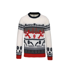 KARIBAN Uniszex karácsonyi pulóver rögbis mintával, Kariban KA991, Off White-M férfi pulóver, kardigán