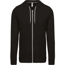 KARIBAN Uniszex könnyű vékony kapucnis cipzáras pulóver (póló), Kariban KA438, Black-S