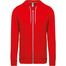 KARIBAN Uniszex könnyű vékony kapucnis cipzáras pulóver (póló), Kariban KA438, Red-2XL