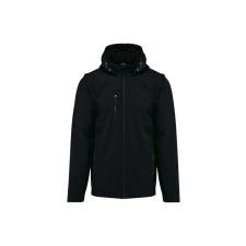 KARIBAN Uniszex levehető ujjú kapucnis softshell dzseki, Kariban KA422, Black-S férfi kabát, dzseki