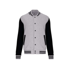 KARIBAN Uniszex vastag patentos pulóver, Kariban KA497, Oxford Grey/Black-L