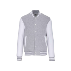 KARIBAN Uniszex vastag patentos pulóver, Kariban KA497, Oxford Grey/White-M