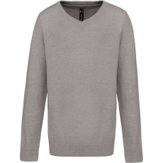 KARIBAN V-nyakú gyerek pulóver KA9109, Grey Melange-6/8