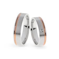  KARIKAGYŰRŰ PÁRBAN 14K ARANY 13,6 GR, GYÉMÁNT KŐVEL gyűrű