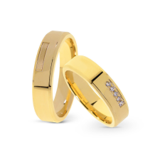  KARIKAGYŰRŰ PÁRBAN 14K ARANY 13,6 GR, GYÉMÁNT KŐVEL 0,06 CT gyűrű