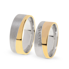  KARIKAGYŰRŰ PÁRBAN 14K ARANY 14 GR, GYÉMÁNT KŐVEL 0,056 CT gyűrű