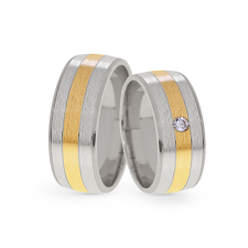  KARIKAGYŰRŰ PÁRBAN 14K ARANY 19,3 GR, CIRKÓNIA KŐVEL gyűrű