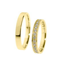  KARIKAGYŰRŰ PÁRBAN 14K ARANY 5,7 GR, GYÉMÁNT KŐVEL gyűrű