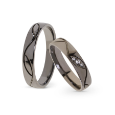 KARIKAGYŰRŰ PÁRBAN 14K ARANY 7,1 GR, GYÉMÁNT KŐVEL 0,053 CT gyűrű