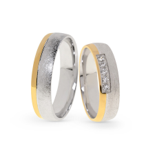  KARIKAGYŰRŰ PÁRBAN 14K ARANY 9,5 GR, GYÉMÁNT KŐVEL 0,1 CT gyűrű