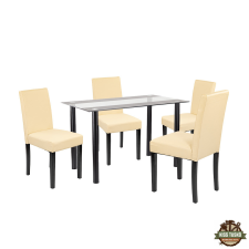  Karin 4+1 étkező garnitúra fekete-bézs bútor