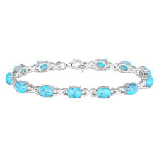  Karkötő, 925 ezüst, réz türkiz, ezüst, 19cm karkötő