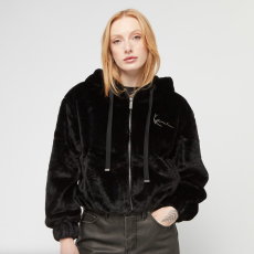  Karl kani metal signature vegan fur zip hoodie jacket pulóver női fekete m