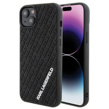 Karl Lagerfeld 3D gumiból készült több logós tok iPhone 15 Plus készülékhez - fekete tok és táska