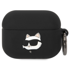Karl Lagerfeld 3D Logo NFT Choupette Head Apple Airpods 3 szilikon tok, fekete fülhallgató, fejhallgató tok