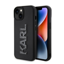 Karl Lagerfeld 3D Rubber Glitter Logo Apple iPhone 15 Plus hátlap tok, fekete tok és táska
