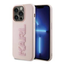 Karl Lagerfeld 3D Rubber Glitter Logo Apple iPhone 15 Pro hátlap tok, rózsaszín tok és táska