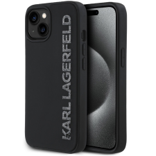 Karl Lagerfeld 3D Rubber Glitter Logo iPhone 15 csillámos hátlap tok, fekete tok és táska