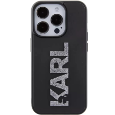 Karl Lagerfeld 3D Rubber hátlaptok iPhone 15 Pro Glitter Logo fekete mobiltelefon kellék