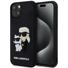 Karl Lagerfeld 3D Rubber Karl and Choupette Apple iPhone 13 hátlap tok, fekete tok és táska
