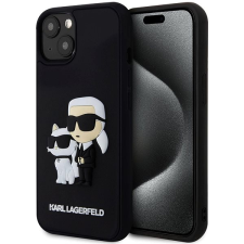 Karl Lagerfeld 3D Rubber Karl and Choupette iPhone 15 fekete tok tok és táska
