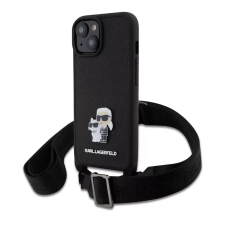 Karl Lagerfeld Apple iPhone 15 tok + crossbody strap fekete (KLHCP15SSAKCPBK) (KLHCP15SSAKCPBK) tok és táska