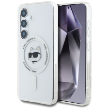 Karl Lagerfeld Button Choupette Head Printed Logo Galaxy S25+ MagSafe hátlap tok, fehér tablet pc