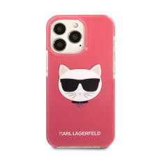 Karl Lagerfeld Choupette Head TPE szilikon hátlap tok Apple iPhone 13 Pro, rózsaszín tok és táska