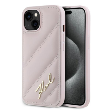 Karl Lagerfeld Diagonal Quilted Script tok iPhone 14/15/13 telefonhoz - rózsaszín tok és táska