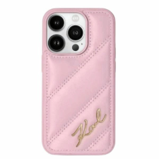 Karl Lagerfeld Diagonal Quilted Script tok iPhone 15 Plus / 14 Plus - rózsaszín tok és táska