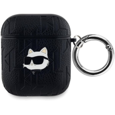 Karl Lagerfeld Embossed Choupette Head AirPods 1/2 fekete PU tok fülhallgató, fejhallgató tok
