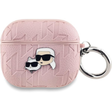 Karl Lagerfeld Embossed Karl and Choupette Heads AirPods 3 rózsaszín PU tok fülhallgató, fejhallgató tok